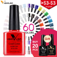 New Free Shipping Nail Art Design Manicure Venalisa 60Color 7.5Ml Soak Off Enamel Gel Polish UV Gel Nail Polish Lacquer Varnish