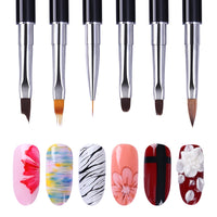 1 Pc Black Dual-ended Acrylic Painting Brush Liner Pen Drawing UV Gel Brush Spatula Tool  Nail Art Tool