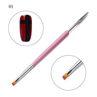 1 Pc Black Dual-ended Acrylic Painting Brush Liner Pen Drawing UV Gel Brush Spatula Tool  Nail Art Tool