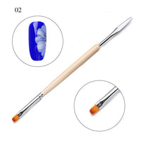 1 Pc Black Dual-ended Acrylic Painting Brush Liner Pen Drawing UV Gel Brush Spatula Tool  Nail Art Tool