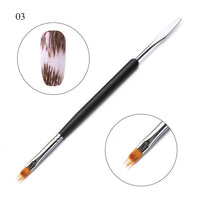 1 Pc Black Dual-ended Acrylic Painting Brush Liner Pen Drawing UV Gel Brush Spatula Tool  Nail Art Tool