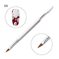 1 Pc Black Dual-ended Acrylic Painting Brush Liner Pen Drawing UV Gel Brush Spatula Tool  Nail Art Tool