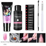 Polygel Kit Nail Extension Poly Gel Set With Nial Tips Dual Form Qiuck Dry Polygel Builder Gel For Manicure Finger Extend Brush