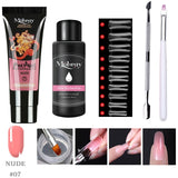 Polygel Kit Nail Extension Poly Gel Set With Nial Tips Dual Form Qiuck Dry Polygel Builder Gel For Manicure Finger Extend Brush