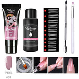 Polygel Kit Nail Extension Poly Gel Set With Nial Tips Dual Form Qiuck Dry Polygel Builder Gel For Manicure Finger Extend Brush