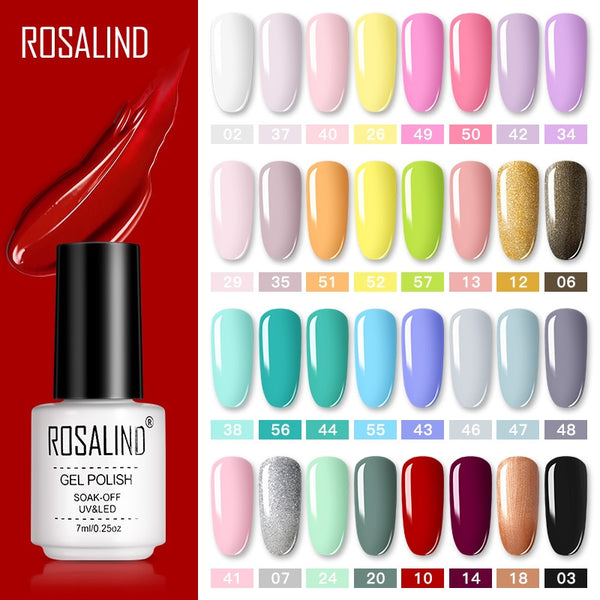 ROSALIND Gel Polish Set All For Manicure Semi Permanent Vernis top coat UV LED Gel Varnish Soak Off Nail Art Gel Nail Polish