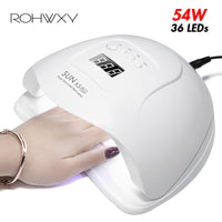 Lámpara LED UV ROHWXY SUN 5X Plus para secador de uñas 54 W/48 W/36 W, lámpara de hielo para manicura, lámpara de Gel, lámpara de secado para barniz de Gel